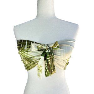 Forever 21 Green Tropical Print Strapless Bandeau Top Size Small